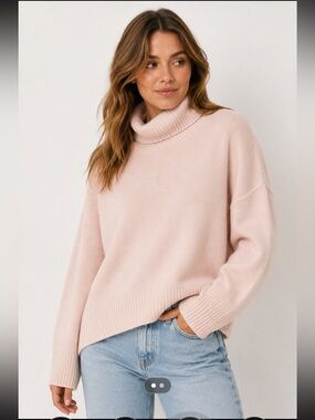 Topshop Soft Pink Oversized Turtleneck Sweater